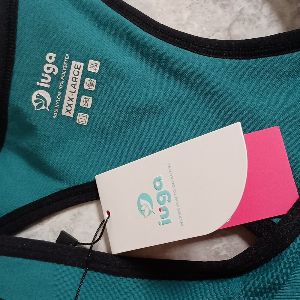 Women's Size XXXL High Impact Racerback Sports Bra Padded Green - Picture 7 of 11